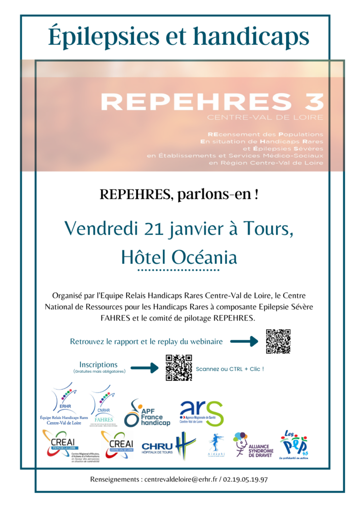 Flyer première partie.
Journée Épilepsies et handicaps le 21 janvier 2022 à Tours.
